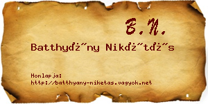 Batthyány Nikétás névjegykártya